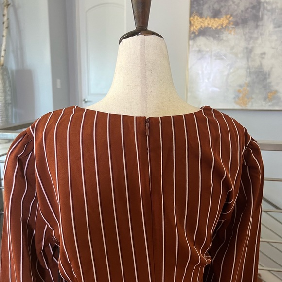 Privacy Please Curtis Mini Dress in Tan Stripe - Picture 8 of 15